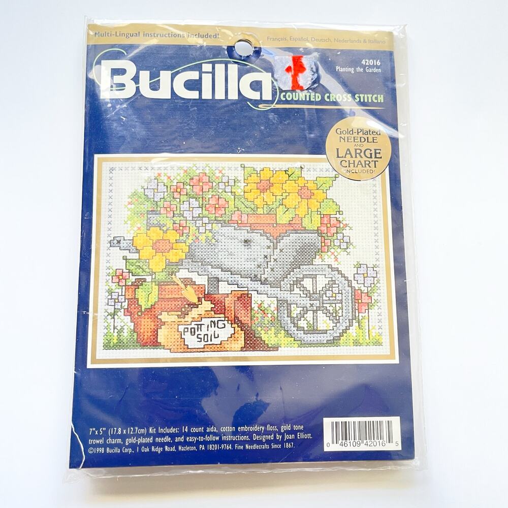 New Vintage Bucilla Counted Cross Stitch Planting the Garden 42016 Kit